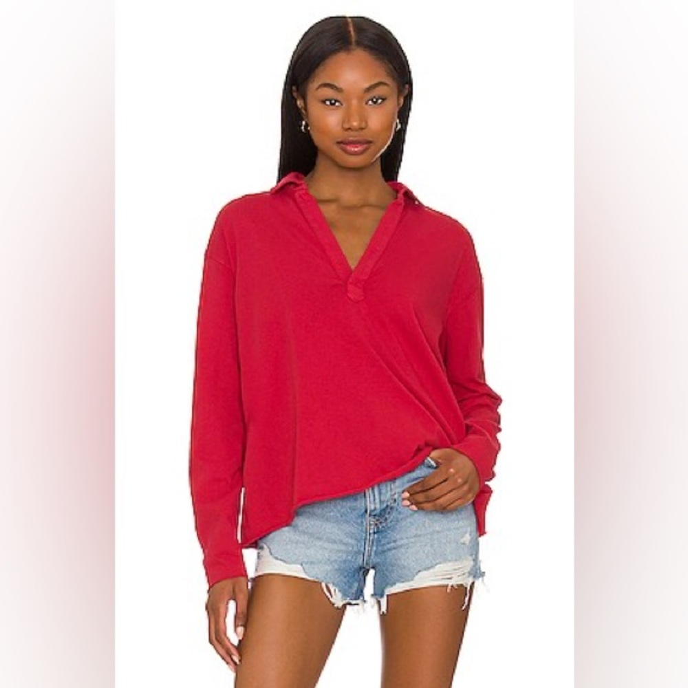 Frank & Eileen Patrick Red Popover Henley Top Size L